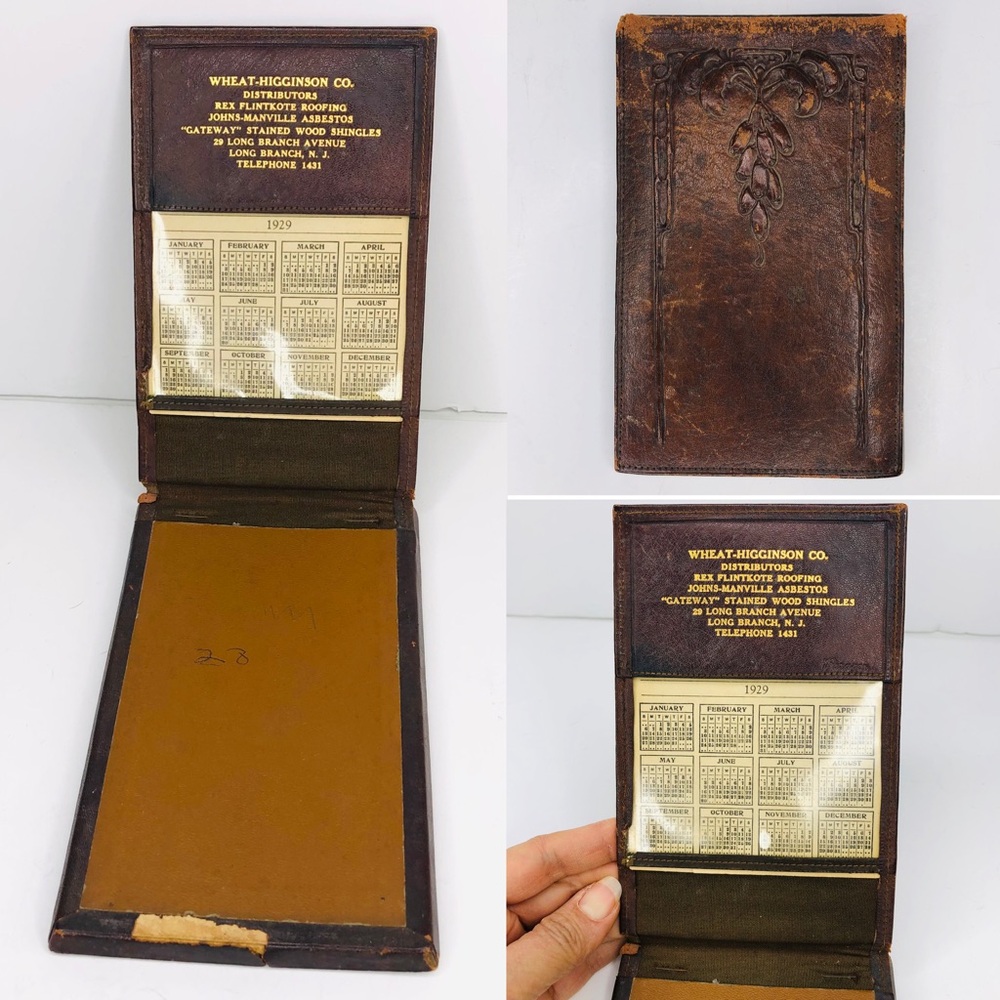 Vtg Wheat-Higginson Co. Advertising Pocket Calendar 1929-30 in a Leather Cover